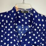 Depri  Semi-Sheer Peasant Top Size Small Navy Polka Photo 1