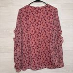 Talbots  Women's XL Pink Floral Print Long Sleeve Ruffle Blouse Top Photo 7
