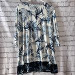 J.Jill Wearever Collection 3/4 Sleeve White and Blue Palm Print Tunic Top Photo 1