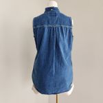 Levi's Vintage 90s Y2K Levi’s Linen Cotton Blend Denim Sleeveless Button Down Shirt M Photo 5