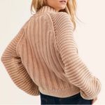 Free People NWOT  Chunky Knit Sweetheart Sweater Size Large Tan Brown Beige Photo 9