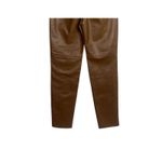 ZARA Faux Leather Hi Elastic Waist Skinny Ankle Crop Pants Raw Hem M Brown #3100 Photo 7