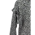 Billy T Leopard Print Hoodie Women's XS Gray Black Animal Print Ruffle‎ Pullover Photo 2
