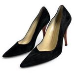 Kate Spade Black suede high heel pumps with red sole #glamour #partyshoes Photo 0
