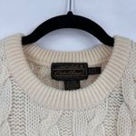 Eddie Bauer Vintage 90s Womens Wool Cable Knit Pullover Sweater Ivory Large Tall Photo 2