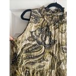 Calvin Klein Womens 10 Tan Paisley Sleeveless Smocked Knee Length Dress Church Photo 2