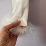 Antonio Melani Blyss Drapey Ivory Satin Long Sleeve Feather Cropped Blouse Small Photo 10