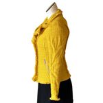 Carolina belle NWOT  Yellow Zipper Fringe Detail Moto Blazer Cotton Small Photo 2