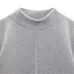 ZARA Cotton Blend Reverse Seam Short Sleeve Ribbed Sweater Mini Dress in Grey Photo 4