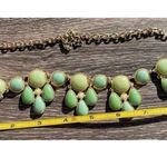Vintage Multi Strand Women’s Necklace Green Round Boho Estate Gold Tone Necklace Photo 10