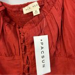 PacSun NWT /La Hearts Lace Up Long Sleeve Rust Boho Crop Top Size Medium Photo 10