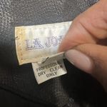 LA JOANNE Leather & Suede Vintage Moto Jacket Black Size Small Puff Sleeve Belt Photo 10