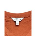 Orvis Women's Large Burnt Orange Rust Woven Crinkle Crape Button Front Blouse Photo 3