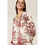 GREAT JONES Boho Floral Print Tiered Mini Dress Tassels Velvet Trim SIZE L Red Size L Photo 3