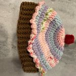 Handmade  Crochet Rainbow Strawberry Cupcake Beanie Winter Hat Cozy Comfy Warm Photo 2