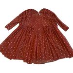 Free People Rust Orange Polka Dot Babydoll Top Sheer Chiffon Size Small Women's Photo 0