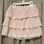 Pink Tiered Lace Mini Skirt Size XS Photo 0