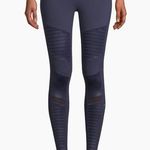 Alo Yoga  Blue Moto-Style Leggings with Ribbed Panels Photo 0