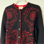 Pendleton  Vintage Wool Cardigan Size Medium Black Red Christmas Made in USA Photo 2
