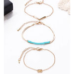 Boutique NEW Women's 3 Piece Bracelet‎ Set, Adjustable, Gold & Turquoise, Adjustable Photo 9