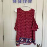 st. john's bay EUC | St. John’s Bay women’s patterned shoulder cutout blouse —‎ large Photo 4