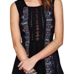 Free People  Bohemian Gypsy Mirror Embroidered Dress 2 XS Witchy Gauze Cotton Photo 1
