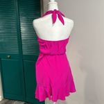 Amanda Uprichard  100% silk hot pink fuscia mini halter dress w/ ruffle - XS Photo 1