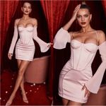 House Of CB House‎ of CB  ISRA CRYSTAL SATIN CORSET MINI DRESS  NWOT size M Photo 1