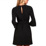 Lulus Last Love Song Black Mini Dress Bell Sleeves Front Tie Lined Keyhole Large Photo 1