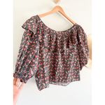 DÔEN | DOEN | Cielito Ruffle Top Teal Canterberry Paisley | Sz S Blue Photo 2