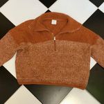 Varley Willard Half-Zip Knit Pullover Sweater in Caramel Café Brown Burnt Sienna Photo 4