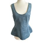 BCBG Maxazria Blue Faux Suede Cladiana Peplum Blouse Women Size Medium | 68 Photo 1