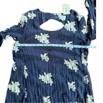 ECI NEW New York Boho Shift Dress 3/4 Sleeve Floral Embroidered Blue Large Photo 5