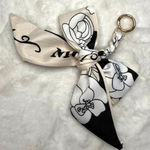New Weave Bowknot Pendant Bag Charm Soft Silk Scarf Keychain Fashion Charm Black Photo 0