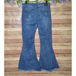 Lucky & Blessed Mid Rise Flare Jean STRETCH 14 Bellbottom Boho Western Raw Hem Blue Photo 4