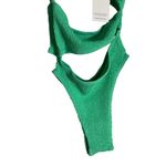 Bond Eye Rico Green One Shoulder Cut Out One Piece Crinkle Swimsuit One Size Photo 3