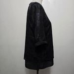 Chico's  Womens Black Paisley Graphic V Neck 3/4 Sleeve Button Tab Top Size Small Photo 4