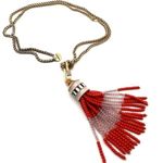 Stella & Dot Retired Coral Red Gold Beaded Brio Tassel Necklace Long Photo 8