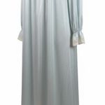 Shadowline Vintage Long Sleeve Nylon Nightgown Lace Trim Embroidered Blue L Size undefined Photo 0
