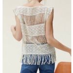 Anthropologie Callahan X Inez Crochet Fringe Boho Loose Knit Swim Cover Top Boho Photo 3