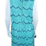 Luxology Womens 14 Blue Teal Crochet Lace Sleeveless Midi Dress Elastic Waist Photo 12