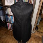 Lisa Bayne black pinstripe cowl neck front zipper S dress Photo 3