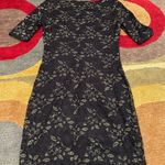 Forever 21 Vintage y2k Short Sleeve Lace Metallic Black Gold Dress Size Small Photo 5