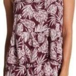 Abound  Burgundy Floral Print Peplum Gathered Blouse Women's Size Medium Photo 0