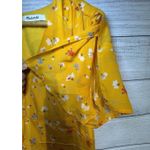 Madewell Split Sleeve Yellow Silk Belladonna Dress in Painted Carnations Size 8 Photo 4