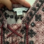 American Eagle Burgandy Lace Up Tie Boho Design Romper Photo 6