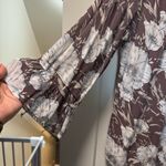 Miss Me Miss Me Grey White Floral Bell Sleeve Cutout Detail Blouse Flowy Pleated XL Photo 2