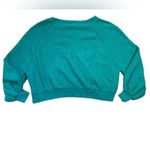 Free People Teal Boucle Cotton Blend Found My Friend Pullover Sweatshirt Photo 8