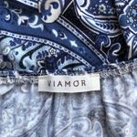 Viamor Blue Paisley Print Off Shoulder Tunic Top Blouse Dress Women's Size Small Photo 6