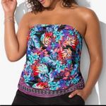 Swimsuits For All Tankini Top Floral Bandeau Swimsuit Swim Blousy 18 Blue Photo 7